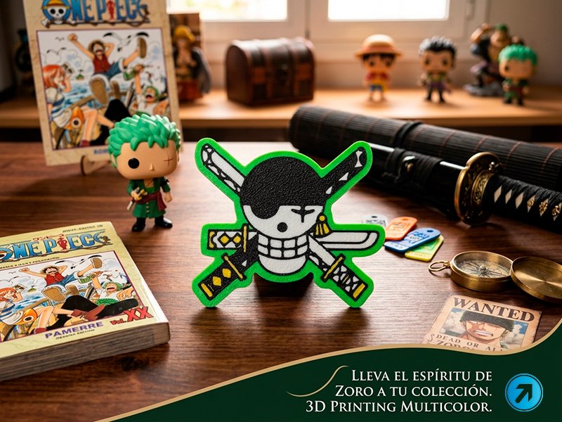 Jolly Roger Roronoa Zoro (One Piece) imán en impresión 3D